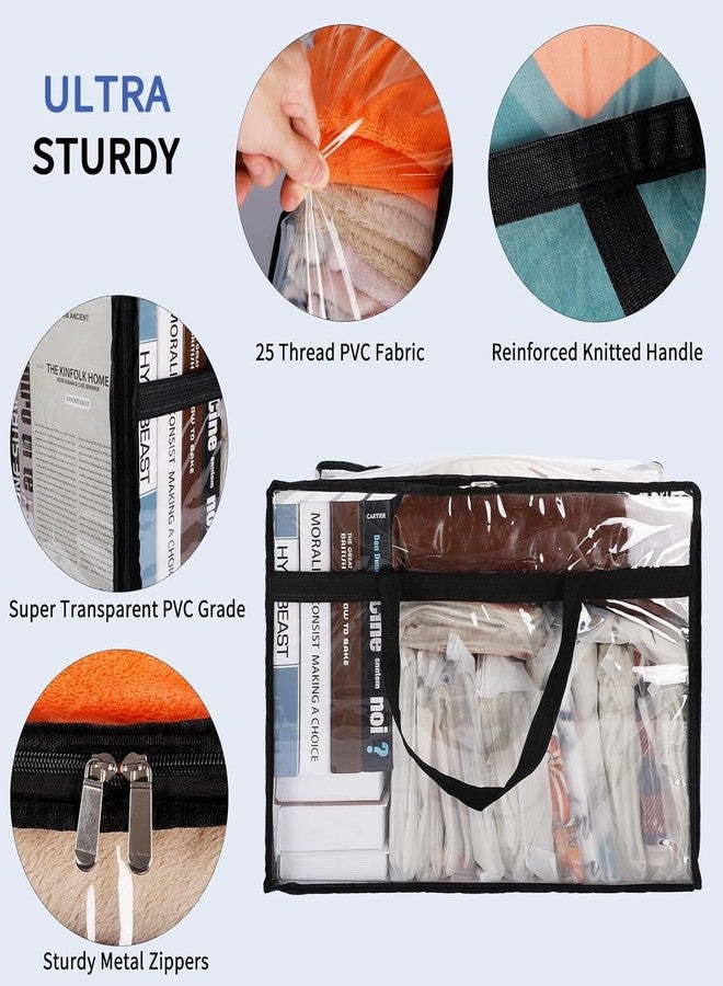 Blendmix Dustproof PVC Clothes Storage Bags | Foldable Saree & Suit Organizer with Zip | Transparent Wardrobe Organiser for Garments, Blankets, Sweaters (Pack of 4) - Image 3