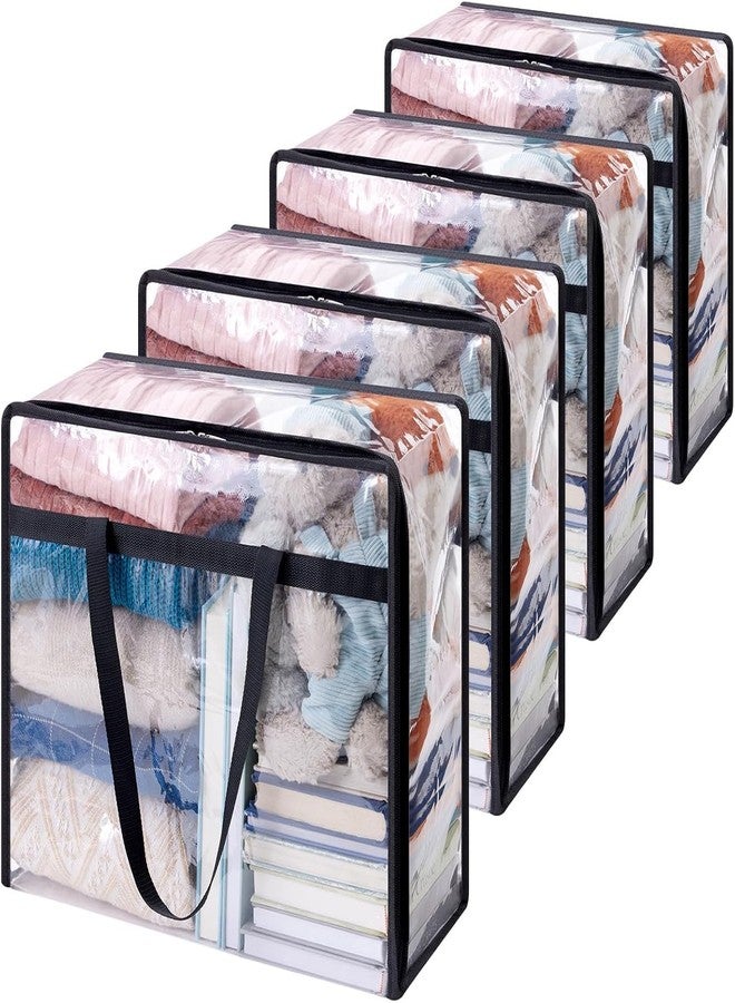 Blendmix Dustproof PVC Clothes Storage Bags | Foldable Saree & Suit Organizer with Zip | Transparent Wardrobe Organiser for Garments, Blankets, Sweaters (Pack of 4) - Image 1