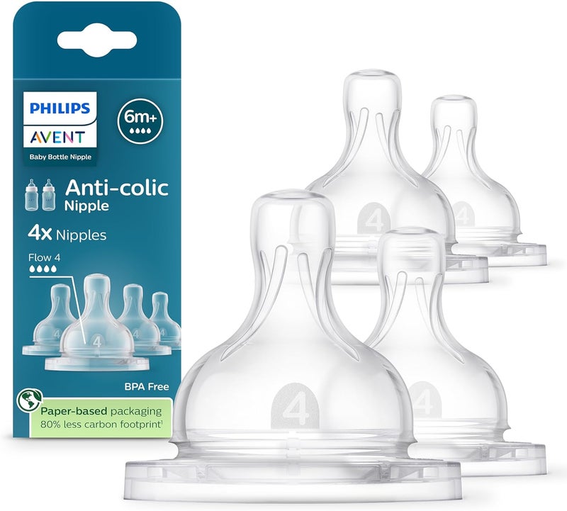 Avent Philips Avent Anti-Colic Nipple - Flow 4, 4-Pack - Image 1