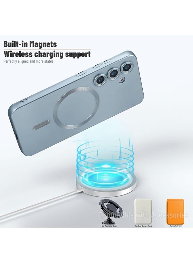 QIRG Magnetic for Samsung Galaxy A57 Case,Soft Slim Fingerprint-Resistant Full Camera Protection Phone Case for Samsung Galaxy A57,Compatible with MagSafe, Light Blue - Image 3