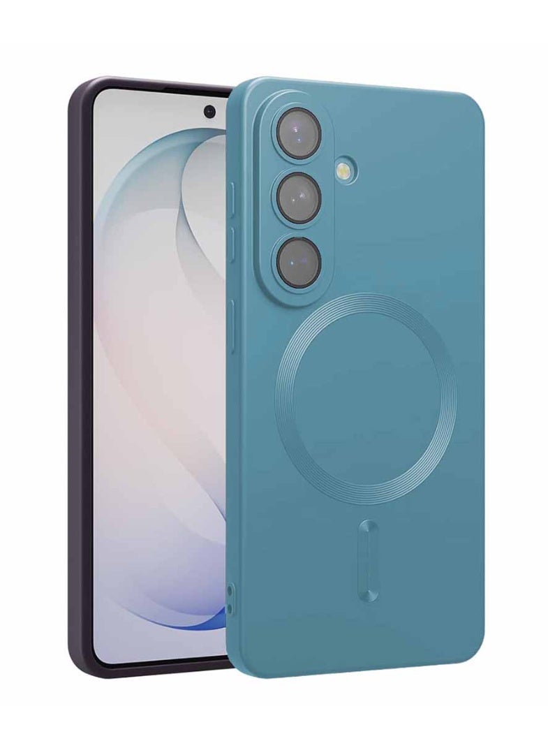 QIRG Magnetic for Samsung Galaxy A57 Case,Soft Slim Fingerprint-Resistant Full Camera Protection Phone Case for Samsung Galaxy A57,Compatible with MagSafe, Light Blue