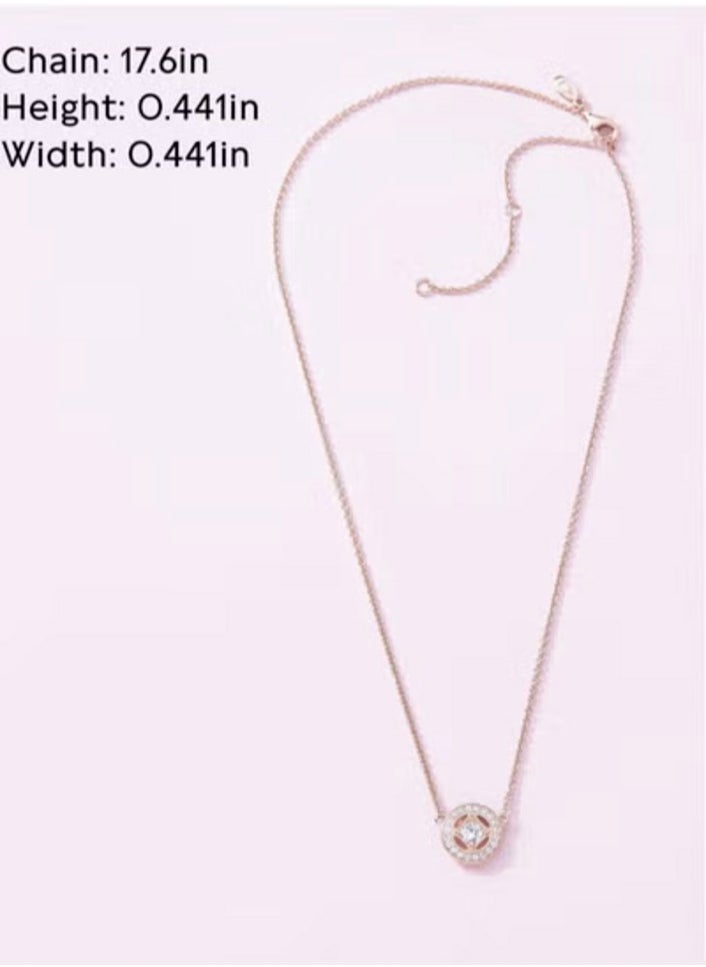 EVEREEN Vintage Round Collier Adjustable Necklace in 14k Rose Gold and Clear Cubic Zirconia  - Image 2
