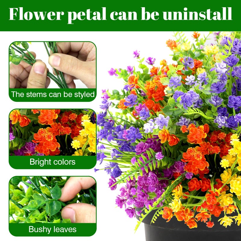 Pseutio 20 Bundles Artificial Flowers for Outdoors UV Resistant Fake Flowers Realistic Faux Flowers Artificial Plants Outdoor for Spring Summer Indoor Garden Patio Window Box Kitchen Home Decor - Image 3