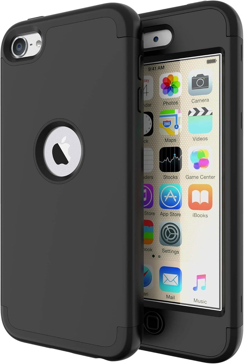 ULAK Compatible with iPod Touch 7/6/5 Case, Heavy Duty High Impact Shockproof Protective Cover for Apple iTouch 5th/6th/7th Generation (Latest Model), Black - Image 1
