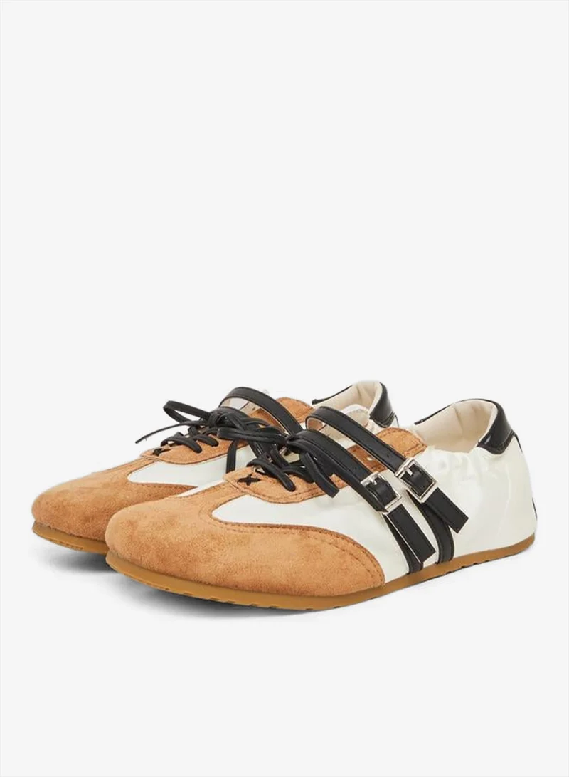 Styli Satin Panel Buckle Strap Sneakers