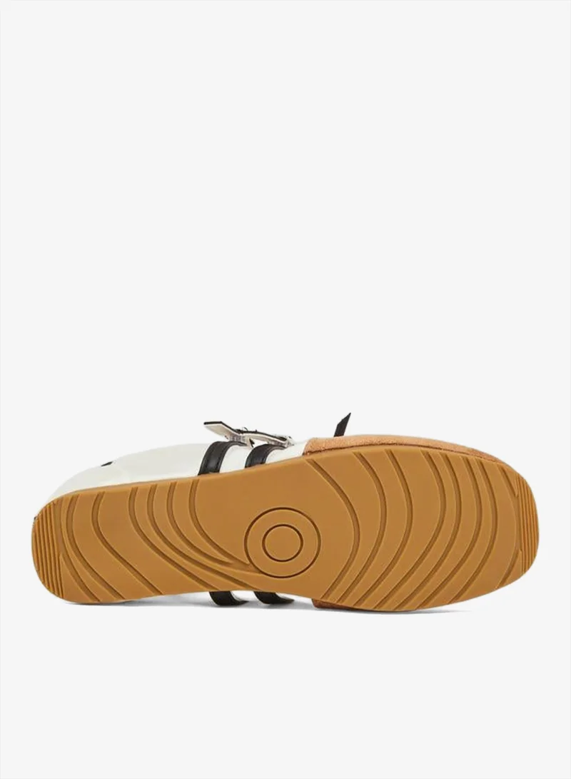 Styli  Satin Panel Buckle Strap Sneakers for Women | Best Price UAE