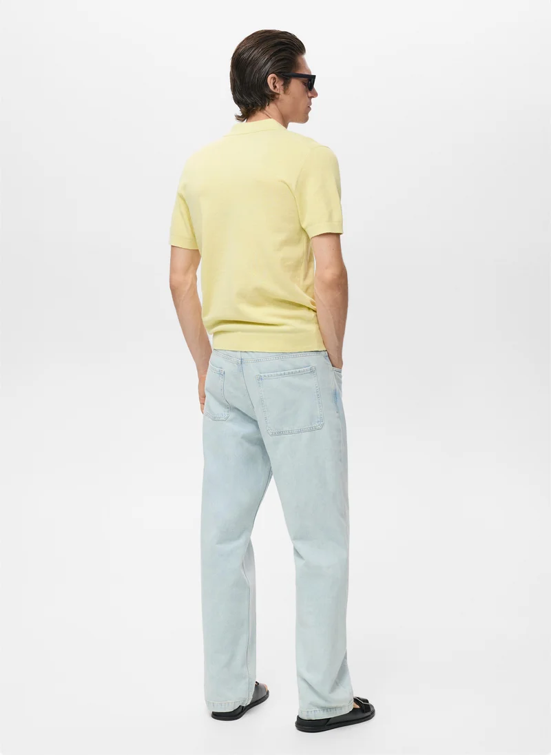 Mango Man Structured knitted slim-fit polo shirt