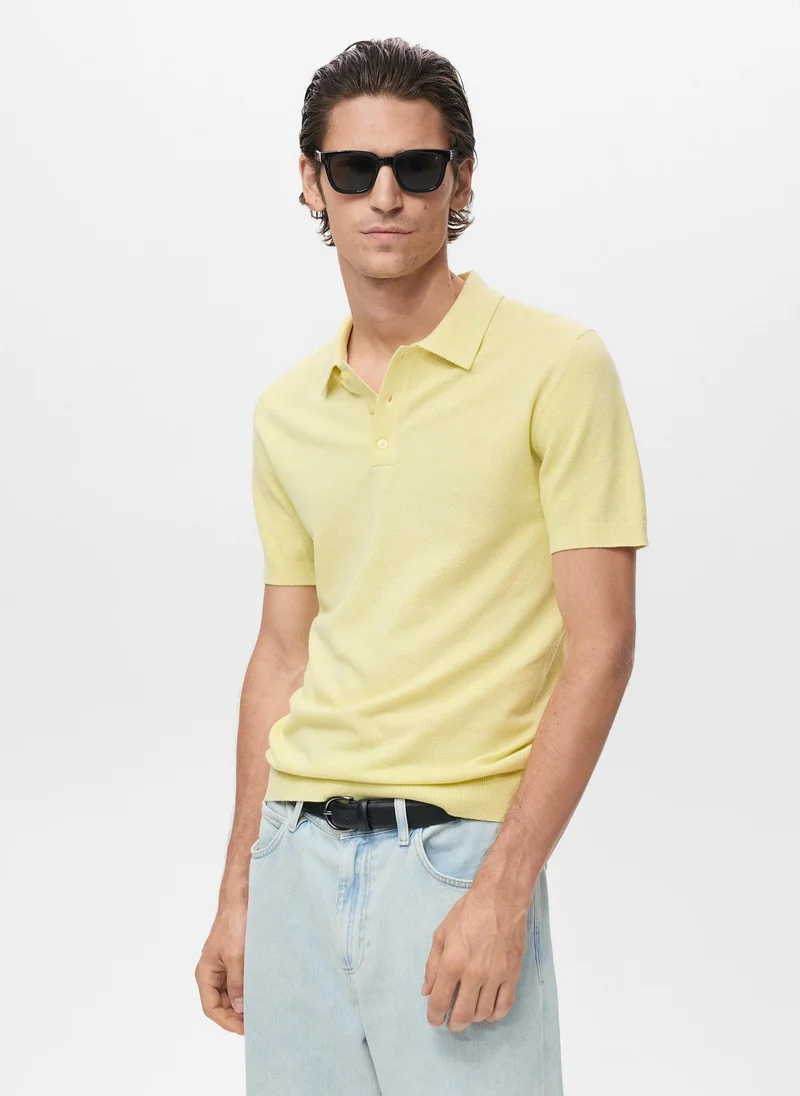 Mango Man Structured knitted slim-fit polo shirt