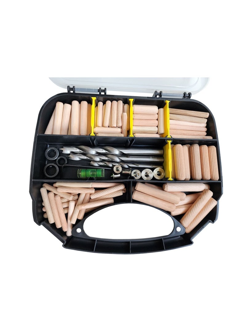 Vixel VIXEL 144+ pcs Wooden Dowels and Tools Assortment Kit Complete Woodworking Set for Repair, DIY and Home Improvement Including Wooden Dowels, Drill Bits, Drill Stops and Level Gauge  - Image 5