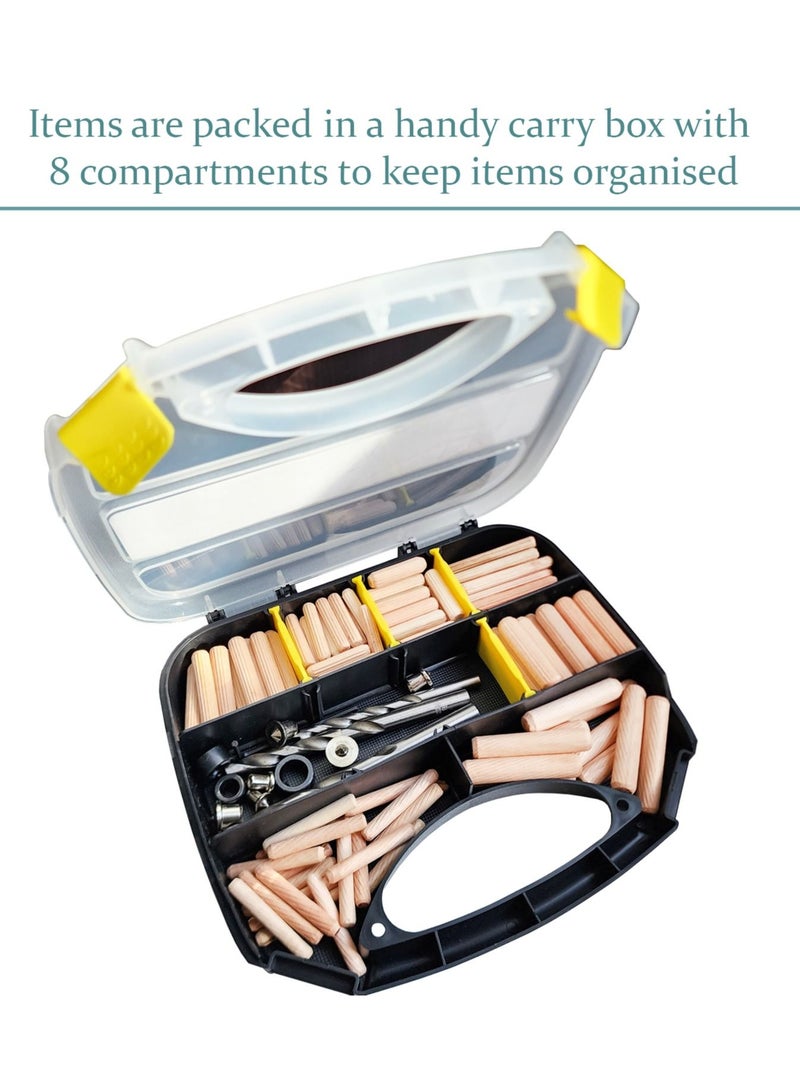 Vixel VIXEL 144+ pcs Wooden Dowels and Tools Assortment Kit Complete Woodworking Set for Repair, DIY and Home Improvement Including Wooden Dowels, Drill Bits, Drill Stops and Level Gauge  - Image 2
