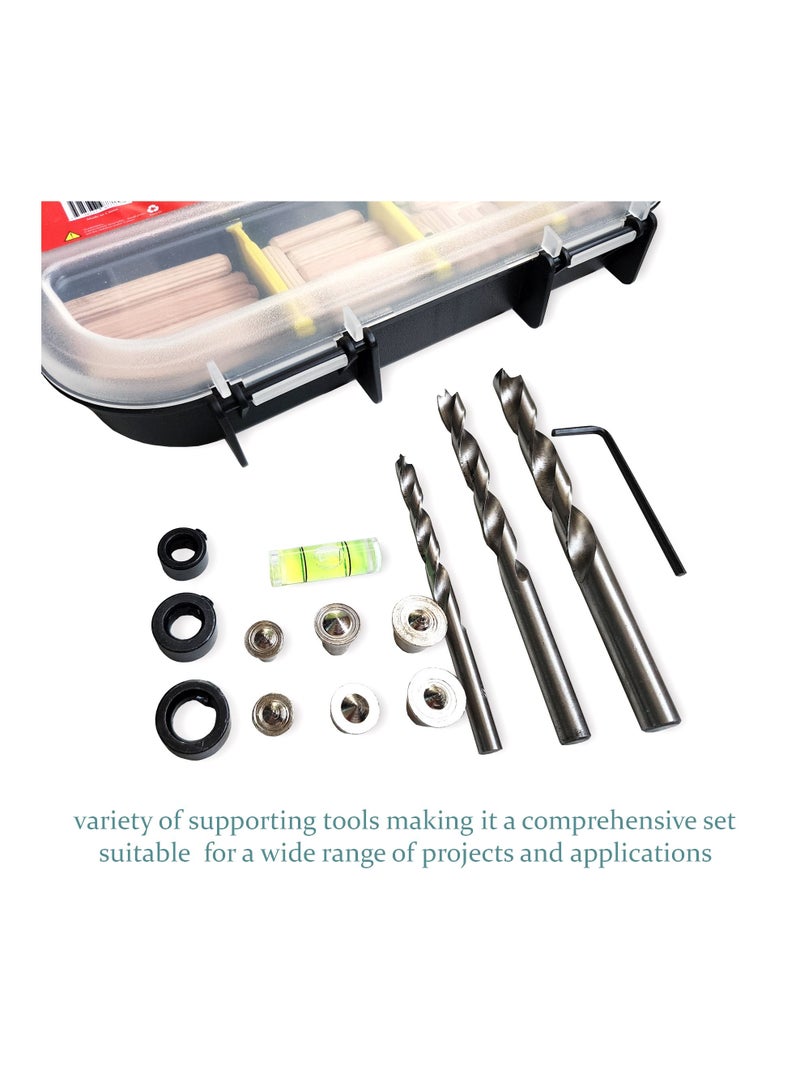 Vixel VIXEL 144+ pcs Wooden Dowels and Tools Assortment Kit Complete Woodworking Set for Repair, DIY and Home Improvement Including Wooden Dowels, Drill Bits, Drill Stops and Level Gauge  - Image 4