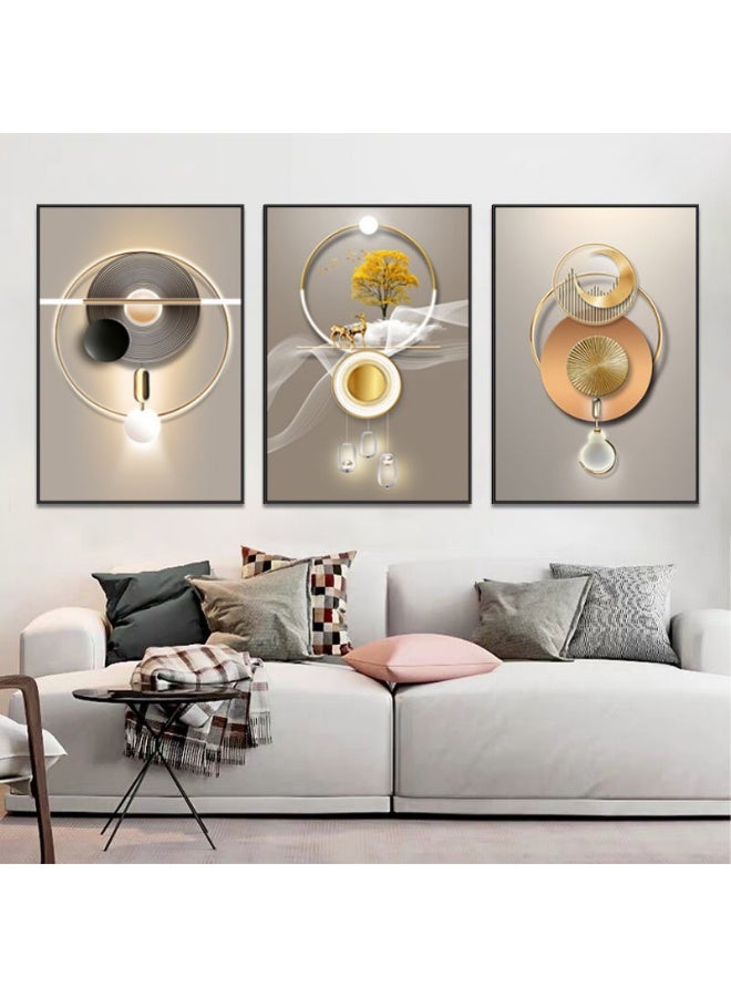 KBKBART مجموعة من 3 لوحات فنية مؤطرة من قماش على إطار PS للديكور المنزلي في غرفة المعيشة وغرفة الطعام وغرفة النوم والمكتب - Image 4