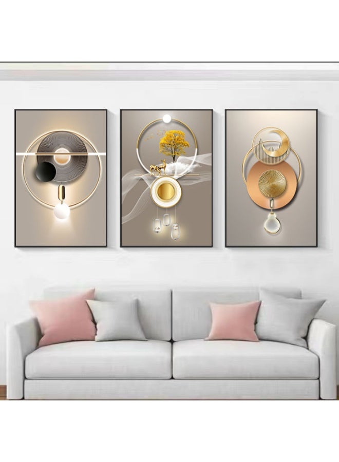KBKBART مجموعة من 3 لوحات فنية مؤطرة من قماش على إطار PS للديكور المنزلي في غرفة المعيشة وغرفة الطعام وغرفة النوم والمكتب - Image 3