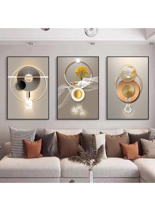 KBKBART مجموعة من 3 لوحات فنية مؤطرة من قماش على إطار PS للديكور المنزلي في غرفة المعيشة وغرفة الطعام وغرفة النوم والمكتب - Image 1