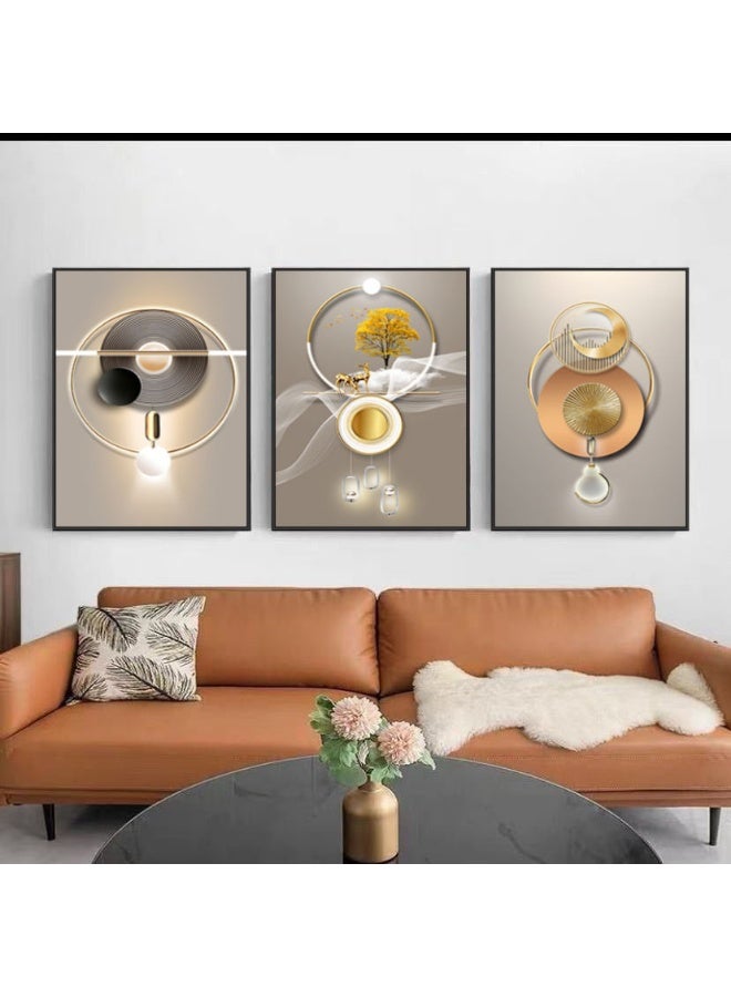KBKBART مجموعة من 3 لوحات فنية مؤطرة من قماش على إطار PS للديكور المنزلي في غرفة المعيشة وغرفة الطعام وغرفة النوم والمكتب - Image 2