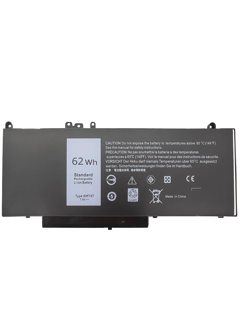 Generic Replacement Laptop Battery 6MT4T 62Wh 7.6V for Dell Latitude 5470 E5470 155570 E5570 3510 M3510 7V69Y TXF9M 79VRK 07V69Y 0HK6DV 079VRK 0TXF9M, Lithium  - Image 1