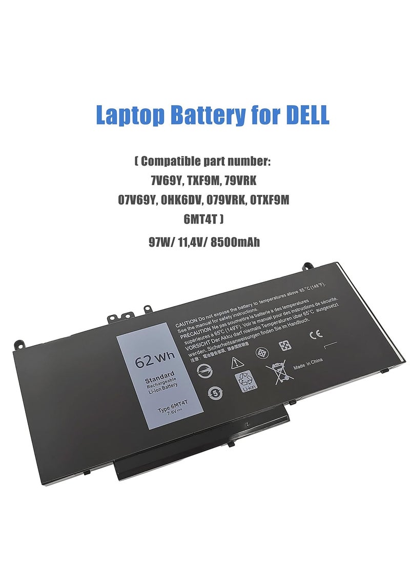 Generic Replacement Laptop Battery 6MT4T 62Wh 7.6V for Dell Latitude 5470 E5470 155570 E5570 3510 M3510 7V69Y TXF9M 79VRK 07V69Y 0HK6DV 079VRK 0TXF9M, Lithium  - Image 2