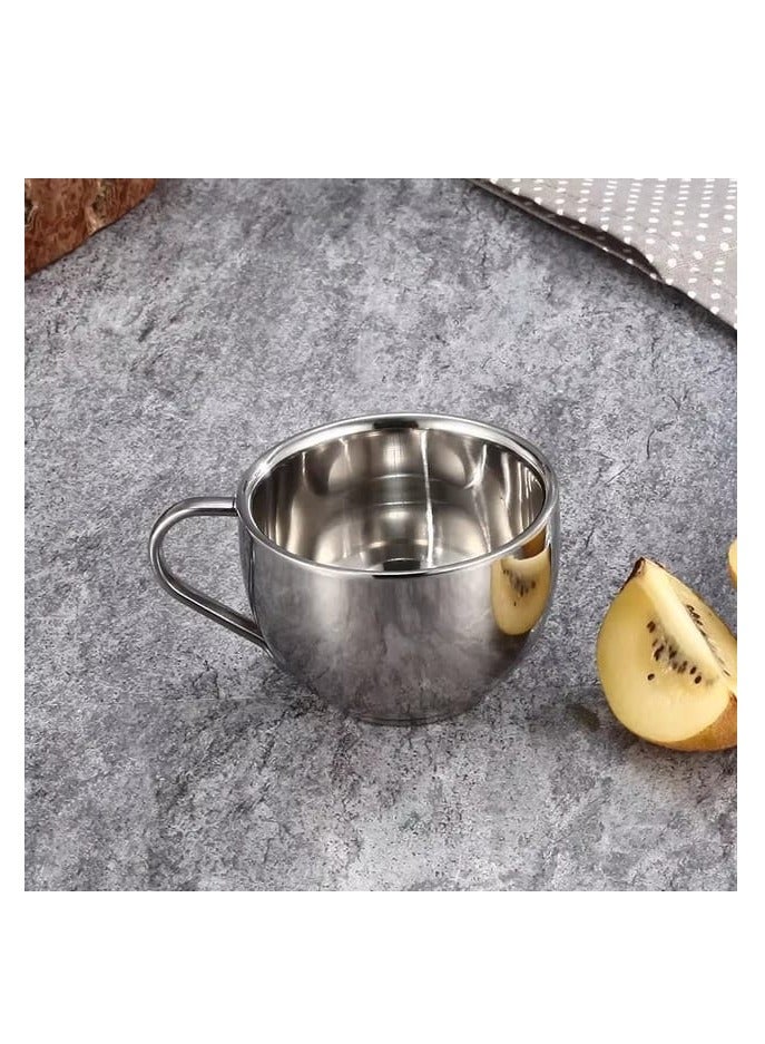 Liying 1Pcs Insulated Espresso Cup Stainless Steel Coffee Mugs Set (180ml), Double Walled Coffee Cup with Saucer and Spoon, Espresso Latte Cappuccino Milk Tea Cup  - Image 4