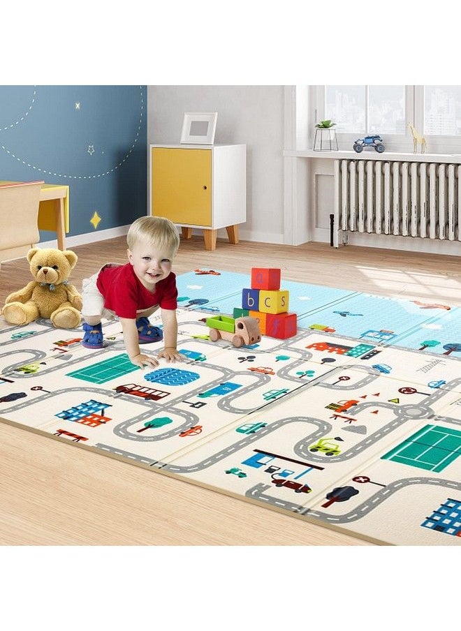 Toyshine Baby Play Mat 79X71X0.5 Inch Playmat Folding Extra Large Thick Foam Crawling Playmats Reversible Waterproof Portable Playmat For Babiesm1 Multicolor  - Image 1