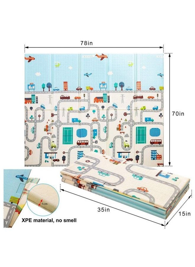 Toyshine Baby Play Mat 79X71X0.5 Inch Playmat Folding Extra Large Thick Foam Crawling Playmats Reversible Waterproof Portable Playmat For Babiesm1 Multicolor  - Image 4