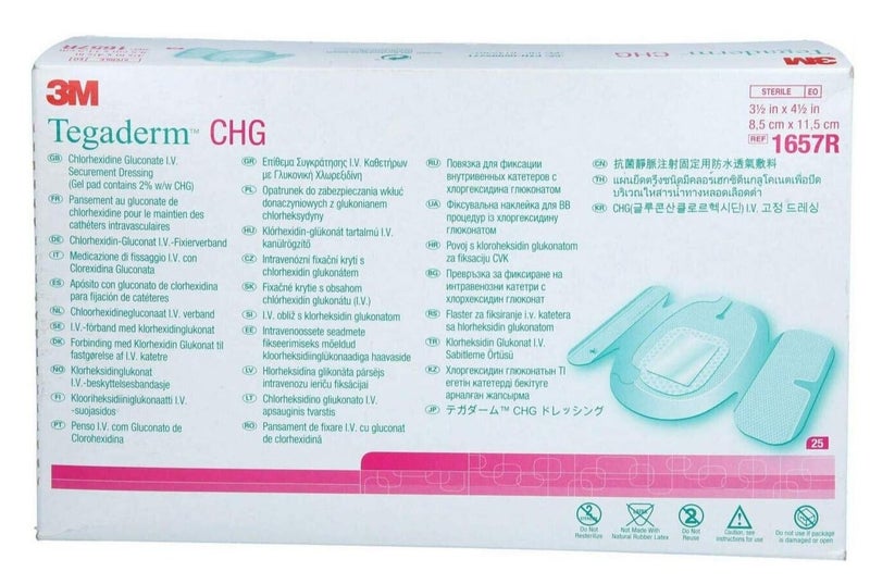 3M Tejaderm CHG Plaster with Chlorhexidine Gluconate for IV Catheter Stabilization - Size 8.5 x 11.5 cm (5 pieces) - Image 3