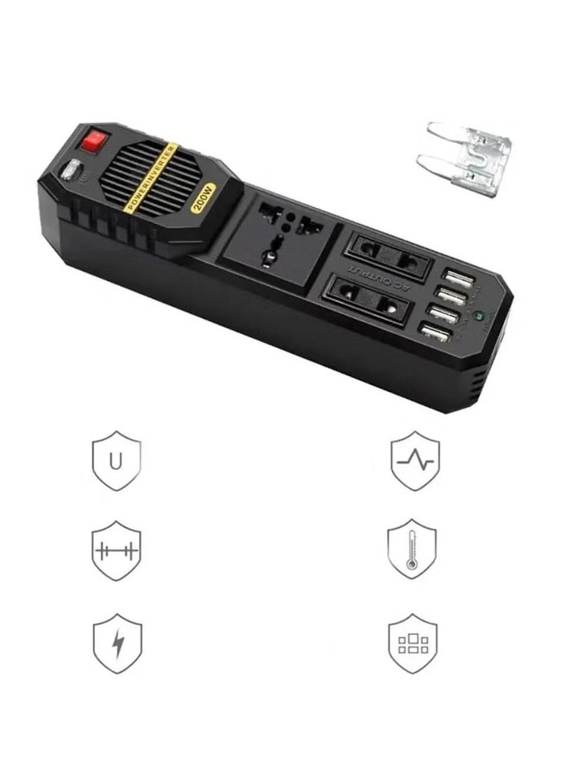 JAJEEK 200W Power Inverter, 12V DC to 220V AC Car Power Inverter – High Capacity, Compact, and Efficient Car Converter for Laptops, Smartphones, and Other Electronics - Image 3