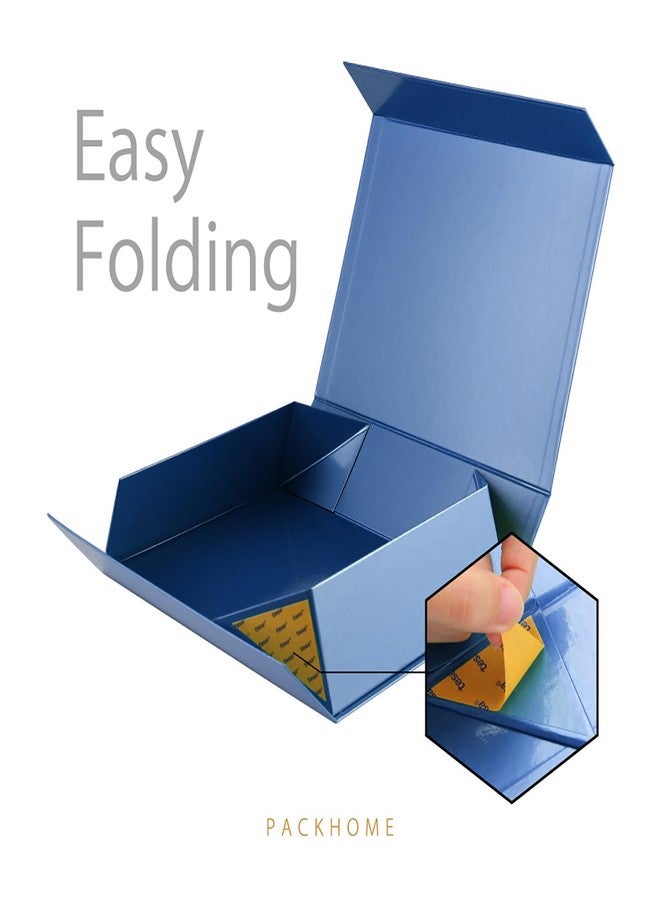 PACKHOME Gift Box 13x9.7x3.4 Inches, Large Gift Box with Lid, Sturdy Shirt Box with Magnetic Lid for Wrapping Gifts (Glossy Metallic Blue) - Image 5