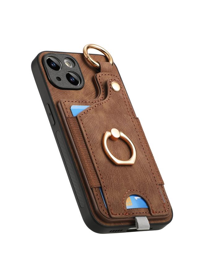 اس-توب جراب هاتف iPhone 14 Plus بتصميم كلاسيكي مع حلقة تعليق وحقيبة بطاقات - Image 3