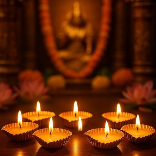 Brahmz Premium Metal Diya Candle Set | Long Burning 6 Hr Scented Wax Diya with Reusable Holder | Festive & Corporate Gifting for Diwali, Pooja, Home Décor (Set of 6, Vanilla) - Image 5