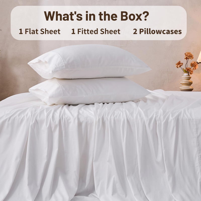 MEISHANG Extra Deep Pocket Cotton Sheets King Size - 100% Egyptian Cotton 1000 Thread Count - Fits 18"-24" in Deep Mattress,Oeko-Tex Certified, Soft & Breathable - 4 Piece (King, White) - Image 5