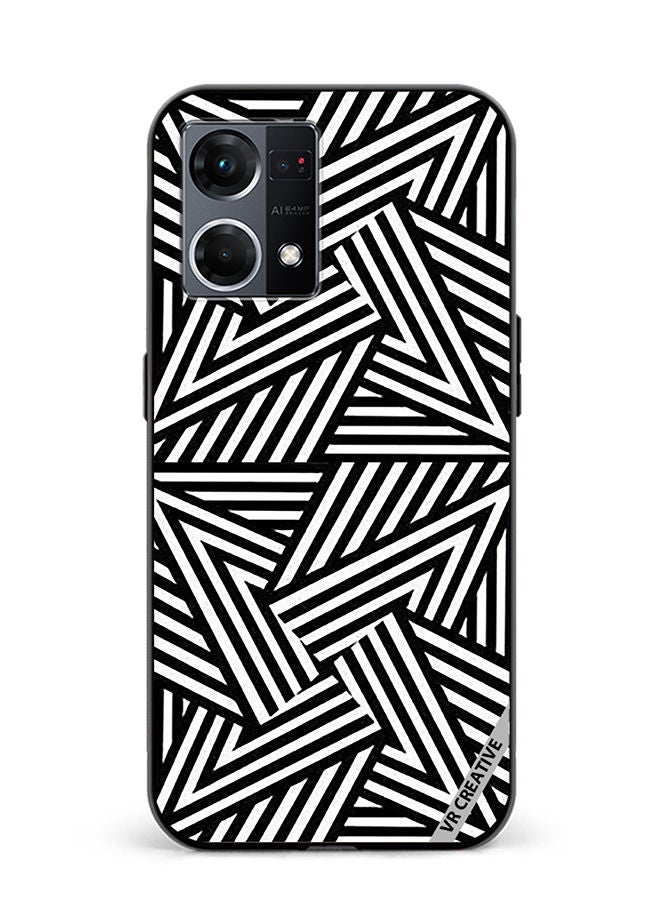 VR CREATIVE Protective Case Cover For Oppo Reno8 4G Abstract Black And White Design Multicolour - Image 1