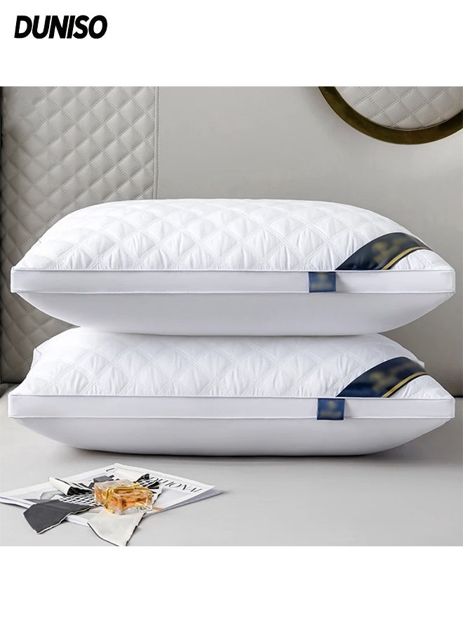 DUNISO وسادتين سرير للنوم العميق، طراز فندقي، مع وسادة قابلة للغسل للظهر أو البطن أو النوم الجانبي، وسائد مملوءة بألياف دقيقة فائقة النعومة (74 × 48 سم) - Image 1