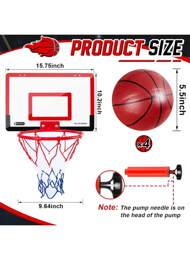 Flushrenic Basketball Hoop Set,Indoor Mini Basketball Hoop Set,with 4 Balls and Other Basketball Accessories,Over The Door Room Basketball Hoop,for Adults Birthday Gifts - Image 2