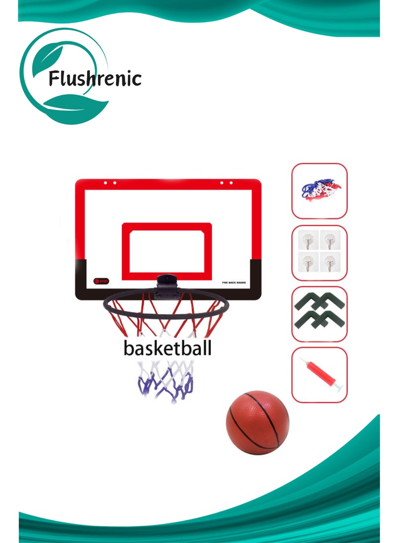 Flushrenic Basketball Hoop Set,Indoor Mini Basketball Hoop Set,with 4 Balls and Other Basketball Accessories,Over The Door Room Basketball Hoop,for Adults Birthday Gifts - Image 1