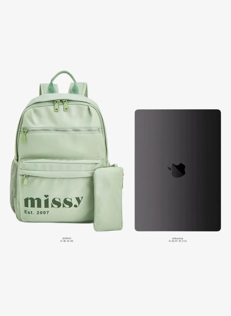 Missy Logo Print Backpack With Adjustable Straps And Pencil Pouch - 30X12X40 Cm