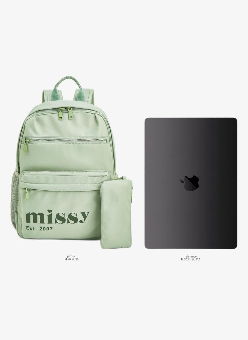 MISSY Logo Print Backpack With Adjustable Straps And Pencil Pouch - 30X12X40 Cm - Image 2