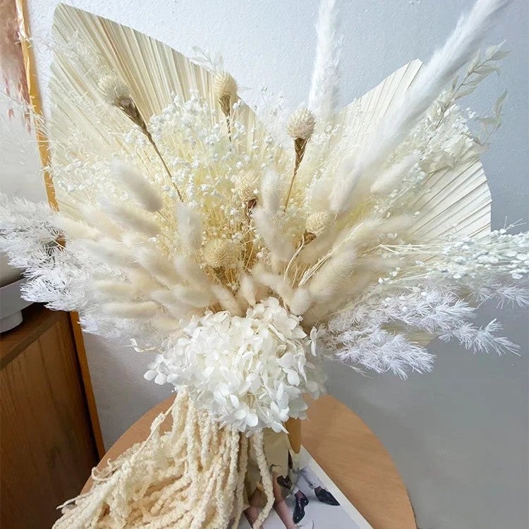 Bluejw L-D ized Dried Flower Bouquet Mix: Real Preserved Palm Bunch, Pampas Grass, Eucalyptus, Wedding Home Decor Dried Plants - Image 3