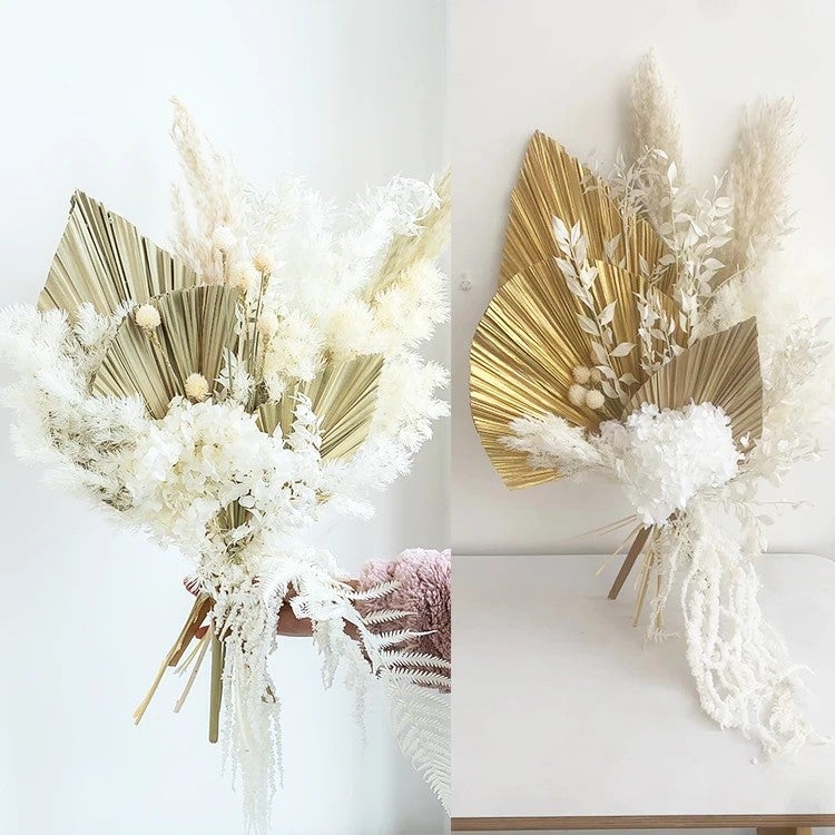 Bluejw L-D ized Dried Flower Bouquet Mix: Real Preserved Palm Bunch, Pampas Grass, Eucalyptus, Wedding Home Decor Dried Plants - Image 4