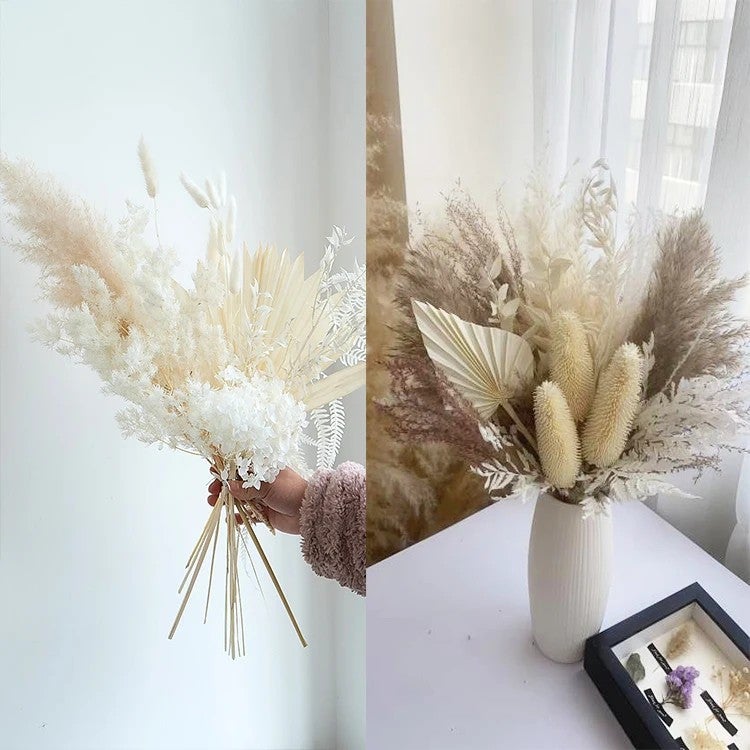 Bluejw L-D ized Dried Flower Bouquet Mix: Real Preserved Palm Bunch, Pampas Grass, Eucalyptus, Wedding Home Decor Dried Plants - Image 5