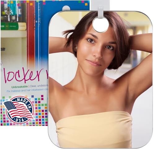 The Shave Well Company Shave Well Locker Mirror for Office, Gym, or School Desk | Full-Face Travel-Friendly Hanging Mirror with Convenient Handheld Option | Includes Removable Adhesive Hook - Image 1