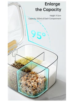 UrbanEssentia 4-Compartment Spice Jar with Lid and Spoons, Clear Plastic Seasoning Pot, 4-Grid Spice Organizer, Condiments Jar with Spoons and Air Tight Cover, Kitchen Organizer.  - Image 4