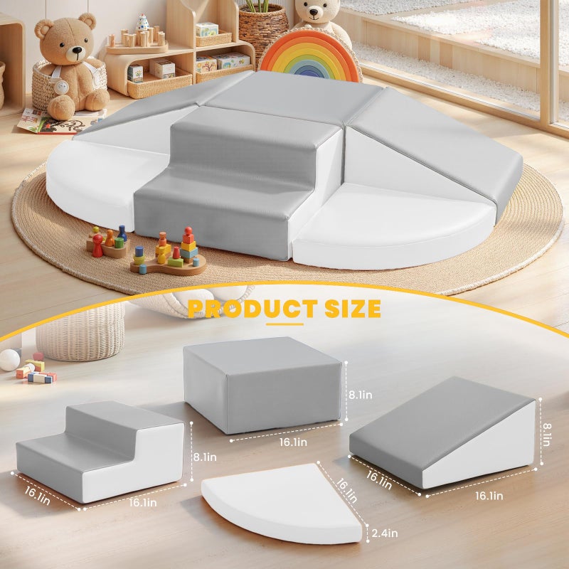 Hoohtoot Soft Foam Climbing Blocks for Toddlers: 6-Piece PU Leather Play Set - Kids Climbing and Crawling Toys - Indoor Baby Play Structure - Fun Learning Gym - Image 2