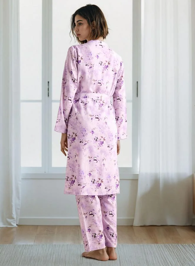 Splash FAV All-Over Print Robe and Pyjama Set