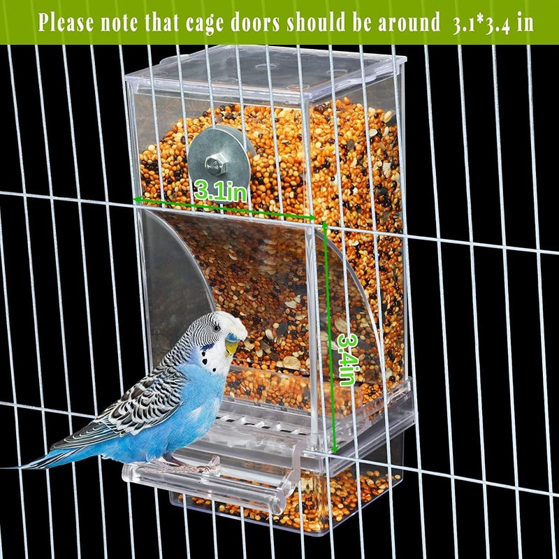 MAKINGTEC Parrot Automatic Feeder, No Mess Bird Feeder for Cage Parakeet Seed Food Container Acrylic Lovebirds Cage Accessories for Small Conures Budgies Canary Finches - Image 3