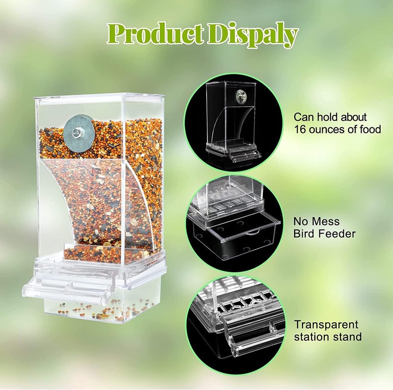 MAKINGTEC Parrot Automatic Feeder, No Mess Bird Feeder for Cage Parakeet Seed Food Container Acrylic Lovebirds Cage Accessories for Small Conures Budgies Canary Finches - Image 4