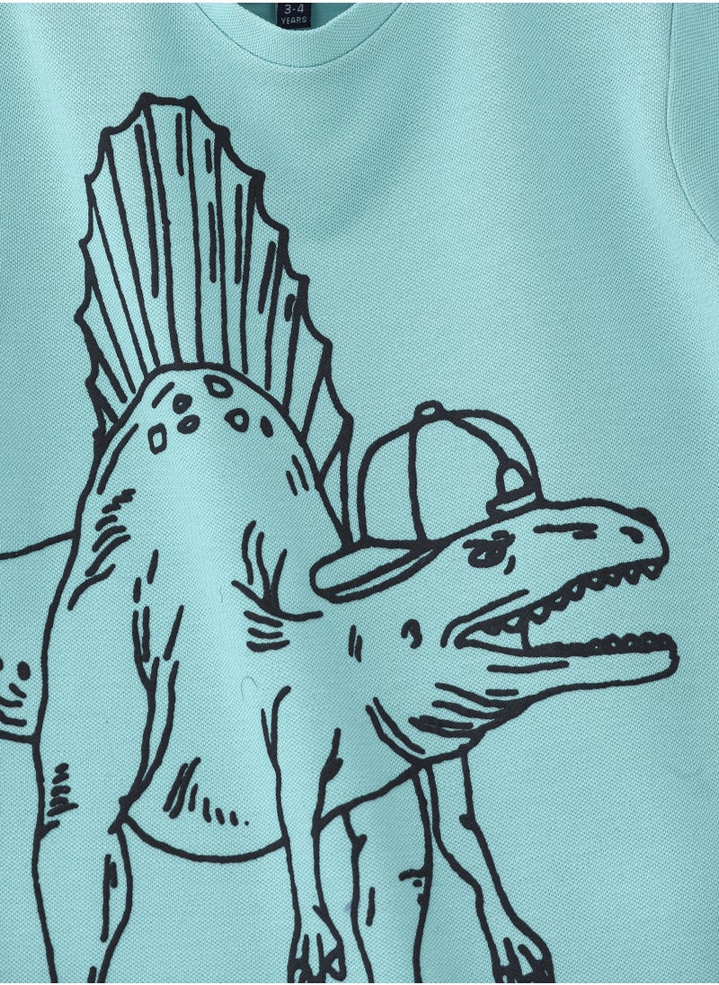 JAM Boys' Mint Green Dinosaur Graphic Cotton T-Shirt  - Image 3