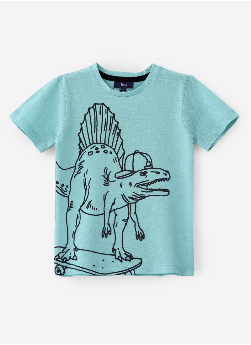 JAM Boys' Mint Green Dinosaur Graphic Cotton T-Shirt  - Image 1