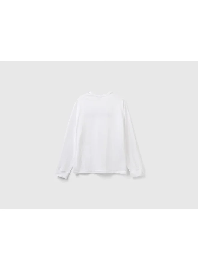 UNITED COLORS OF BENETTON Long Sleeve T-Shirt In Organic Cotton