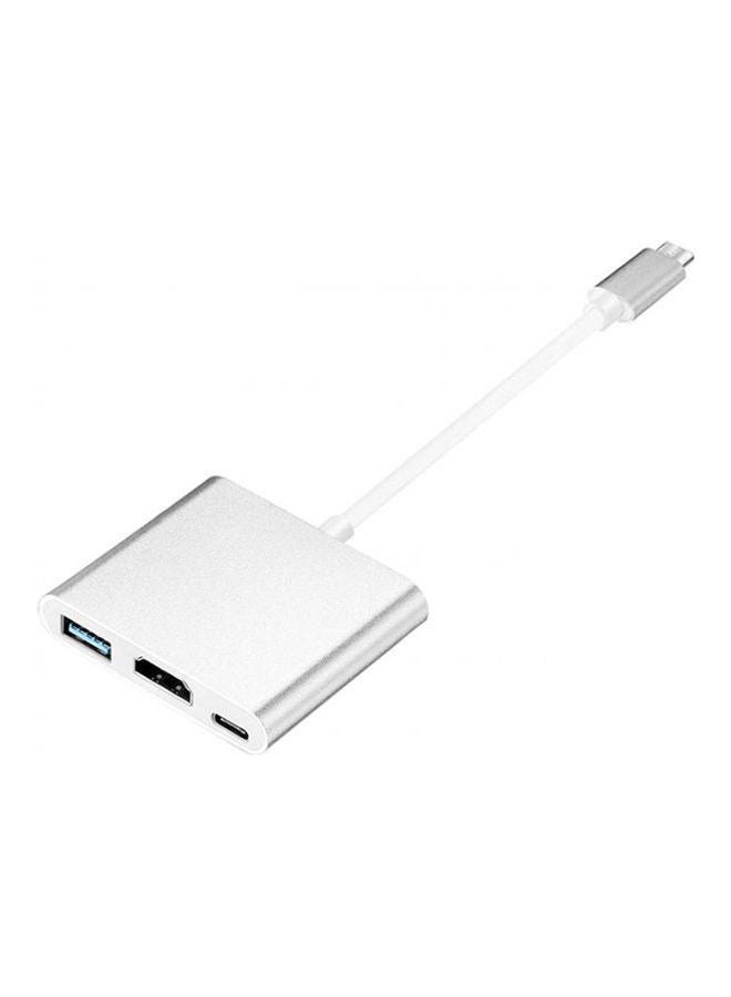 Usb-C To Hdmi ( 4K ) Usb 3.0 And Female Type-C Adapter For Macbook And Chromebook Silver