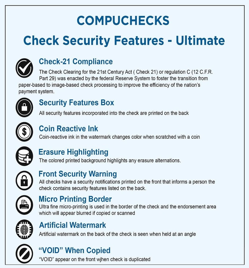 Compuchecks Blank Check Paper - 100 Pack - Computer Security Business Checks, QuickBooks & Laser Printer Compatible - Check On top, Voucher On Bottom - Check Paper Size 8 1/2-11 -Blue/Red Prismatic - Image 4